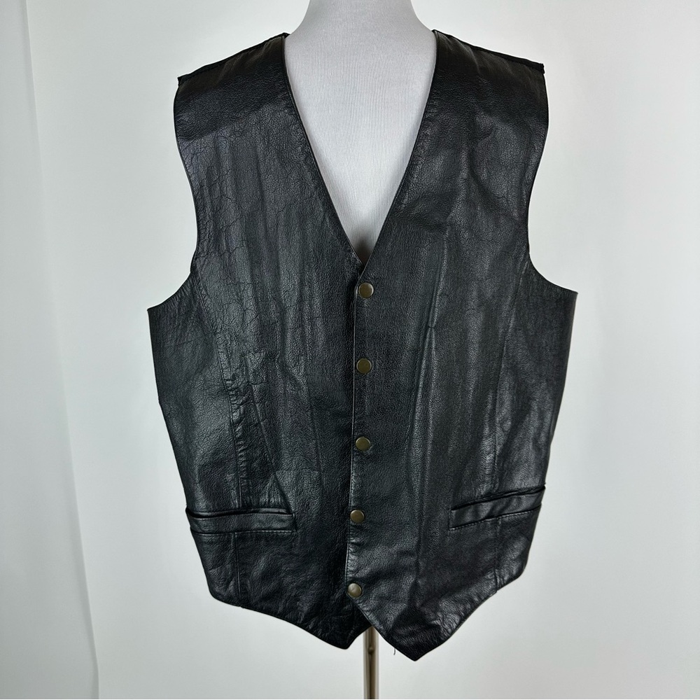 Wilson’s Leather Men’s Snap Front Black Leather Vest Size XXL